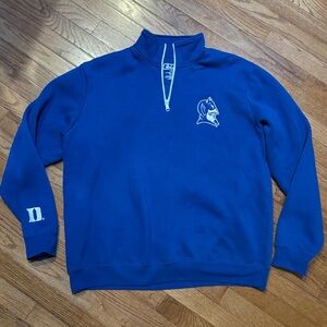 RARE! DUKE UNIVERSITY Blue Devils gear embroidered 1/4 zip Chest wrist logo XXL